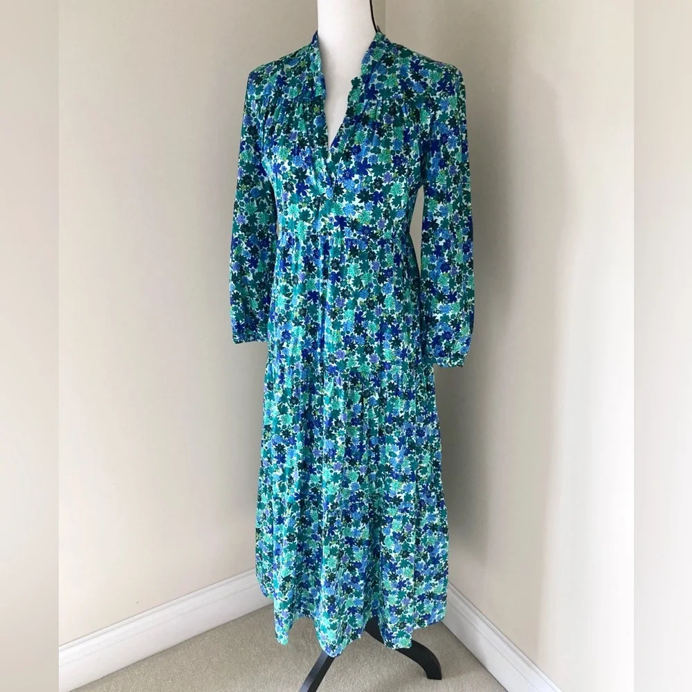Zara Floral Print Green Dress Size S - Picture 6 of 12